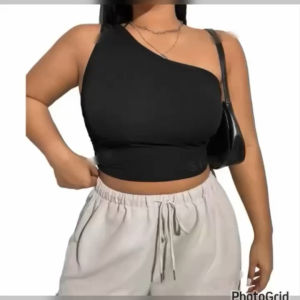 Plus Size Top Plus Size Crop Top Plus Size One Shoulder Top Plus Size One Sleeve Top (Amy)