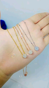 Kalung Rantai Jedar & Liontin Tusuk Bulat Kecil Perak Asli Silver 925 Lapis Emas: Perhiasan Fashion Wanita Terbaru