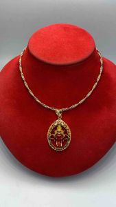 สร้อยคอช็อคเกอร์ 2 กษัตริย์พร้อมจี้พระพิฆเนศ เทพเจ้าแห่งความสำเร็จ ค้าขายร่ำรวยเงินทอง สร้อยคอมีน้ำหนัก 1 บาทยาว 18 นิ้ว ของจริงสวยงามตรงปก