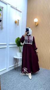 AL. YURA MIDI DRESS TWILL || Bahan rayon Twill mix berokat