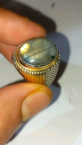 Natural Lambradore Serat Unik Antik Luster Kuning Keemasan Metallic Dim 16×12×5mm