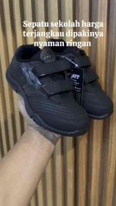 Sepatu Sekolah Anak Laki Laki Perempuan Spatu Skolah TK SD Full Hitam Polos Perekat PRO ATT LST 931