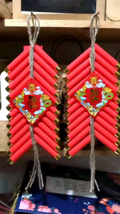 Dây pháo bánh Handmade Viền vàng Trang trí Tết + Tặng kèm móc treo