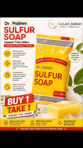 Dr. malinee Sulfur Soap - Antibacterial - Antifungal - Antiparasitic - Deep Cleansing - For All Skin Types - 85g