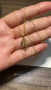 PAWNABLE 18K Saudi Gold Twisted Necklace with Minimalist Leaf Pendant (lightweight)✨