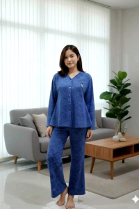 One set Zamora//setelan celana wanita dewasa full busui bahan knit denim wash premium model terbaru kekinian viral terlaris