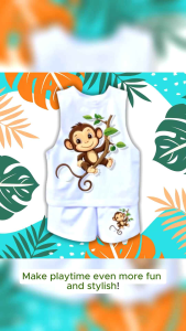 Trendy Animal CUTE Muscle tee Terno for kids Muscle tee short prints sublimation|Kids tops & short Baby sets coordinates