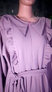 Gamis Crinkle airflow warna mauve suport busui lengan karet