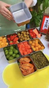 5 ถาด + 5 ฝา กล่องสแตนเลสเก็บความสดพร้อมกล่องอาหาร  Stainless Steel Fresh-Keeping Box with Lunch Box กล่องอาหารกล่อง กล่องเก็บอาหารออกแคมป์ปิกนิกกลางแจ้งเหมาะสำหรับห้องครัว กล่องเก็บความสดในครัวเรือน