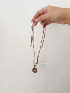Vòng cổ dây rút mặt gỗ hoa Rya Necklace dây chuyền phong cách vintage hàn
