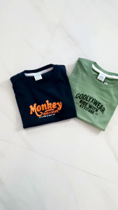Kaos Anak Laki-Laki Motif Monkey Ride Depan Belakang Warna Navy Usia 1-12 Tahun Bahan Katun