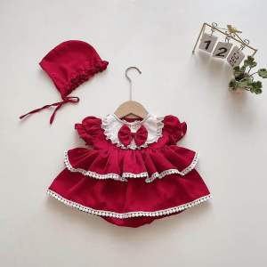 (3-12kg) Body Váy Đỏ Đô NHÍM XÙ KIDS Cho Bé Gái Sơ Sinh Đầy Tháng Thôi Nôi Chất Lụa Ướt B126