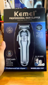 Alat Mesin Cukur Rambut Kemei 1987 Rechargeable Professional Metal Electric LCD KM-1987