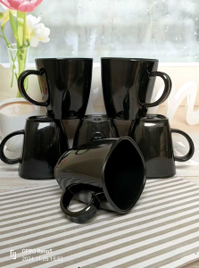 6pcs cangkir tangkai melamine tebal tahan panas gratis 1 sendok