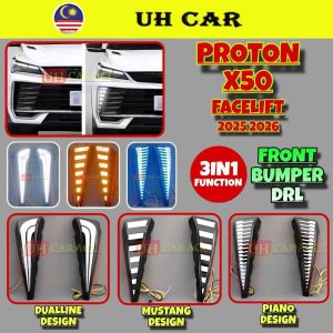 Proton X50 X-50 Facelift 2025 2026 Frond Bumper Dynamic Led Drl Daylight Fog Lamp With Running Signal Decoration Light