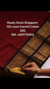 SG Ready Stock- Pure Kanchi Cotton-Most Hit Online Trending Coffee Brown Saree-  Premium  Quality 100 Count Saree Collections