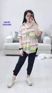 Kemeja Lengan Pendek Wanita Murah Import (IMPHK20 Rabbit Shirt)