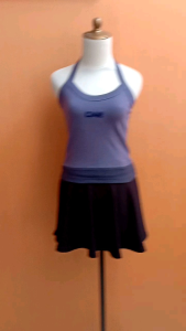 NEW WITH TAG atasan kaos wanita biru abu OSELLA cewek S M halterneck sport