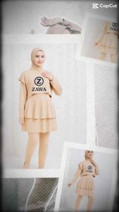 ZAWA Stella Muslimah Swimwear Nude - Baju Renang Muslimah Hijab Syari Sporty Remaja Perempuan