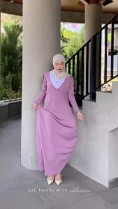 Yosi Gamis Busui Cantik Bahan Knit By Lanre Dress Muslimah Kancing Emas Hitam