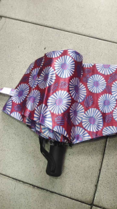 Stylish Leather Coated Automatic 3-Fold Umbrella Printed Portable and Perfect for Any Weather Sun and Rain protection