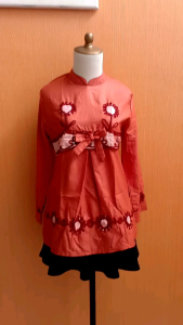 atasan wanita tunik orange bata S M cewek lengan panjang blouse cute santai