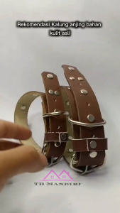 Kalung anjing bahan kulit asli besar dan kecil asesoris hewan warna coklat tua