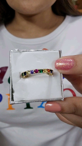 Natural Stone Gold Plated Colorful Ring Non adjustable Ring for women fashion ring Non pawnable Ring