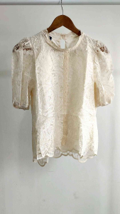 YS 2906: Kemeja Lengan Balon Katun Brokat & Embroidery Lace Top