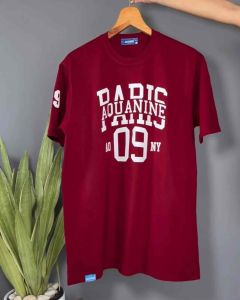 เสื้อยืดแขนสั้น AQUANINE tshirt เสื้อยืดผู้ชาย เสื้อยืดผู้หญิง รุ่น PARIS เสื้อยืดสีแดง ลิขสิทธิ์แท้