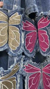 กางเกงยีนส์ทรงกระบอก ดีเทลปักผีเสื้อไหม🦋🦋เเน่นๆ S-6XL