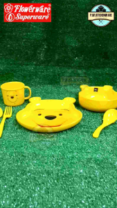 จานชามหน้า​หมี​พู​ห์​ เมลามีน​แท้​เกรด​เอ​ ตรา​ฟลาว​เวอร์​แวร์​ ผลิต​จาก​ศรี​ไทย​ฯ​ [ยก​ชุด]​