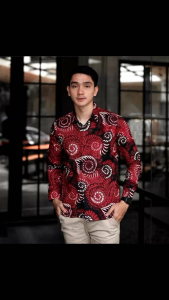 Kemeja Pria Batik Lengan Panjang Moderen Size MLXLXXL Matt Katun Ploymikro Premium