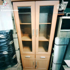 GS Furniture ตู้โชว์ ตู้กระจก ตู้วางของ ตู้เอกสาร(มี 2 ลิ้นชัก)