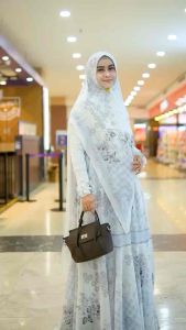 Kameela Syari White Ceruti Babydoll Printing Premium Farfadh Syari by Rayhanco