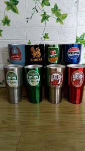 แก้วเยติแท้ขนาด 30 ออนซ์แก้วเก็บอุณหภูมิแก้วเก็บความเย็นแข็งแรงทนทานพกพาสะดวกลายเครื่องดื่มเท่ๆเนื้อสแตนเลส(แถมหลอดฟรี)