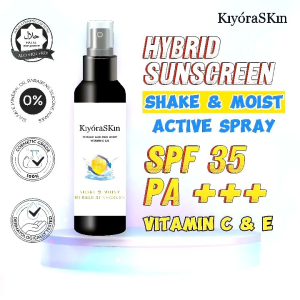 KiyoraSKin HYBRID SUNSCREEN SHAKE & MOIST ACTIVE SPRAY SPF 35 UV Sunblock Moisturizer Wajah Badan