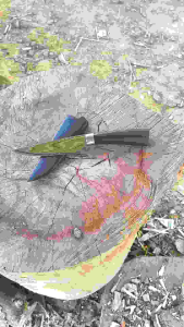 มีดพก คม5นิ้ว เหมาะสำหรับงานครัว วัสดุแสตนเลส420j ทนสนิม ด้ามฝักไม้ขาวดำ