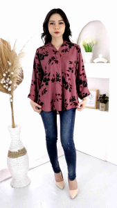 Atasan Wanita V-Neck JUMBO RAYON BUNGA LD 130 CM SUPER BIG SIZE XXXXXL 5XL 4602