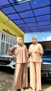 Set Blouse Kulot Jumbo Bahan Jersey Zoya / Setelan Jumbo Kulot Pecah 8 Muat BB 90 kg