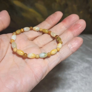 Gegegems Creation Premium 5.8mm Type A Yellow Jadeite bracelet 精品黃翡手链