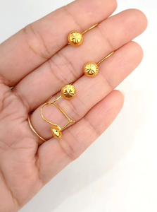 ANTING DESI PENTOL UKIR PERAK 925 ASLI LAPIS MAS