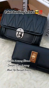 paket bundling tas selempang wanita dan dompet lipat banyak ruang
