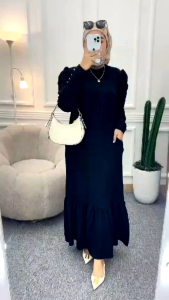 youras gamis muslim wanita kaos knit rajut import rempel polos terbaru terlaris termurah cod