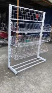Kệ để hàng đa năng có bánh xe kết hợp rổ lưới + móc treo