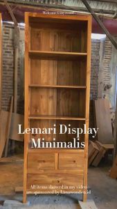 Lemari Display Minimalis Kayu Jati Solid