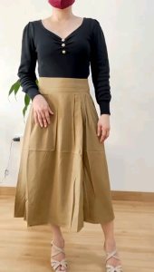 ECLAIRE Rok Skirt Midi Polos: Rok Kerja Kantor Kasual & Elegan