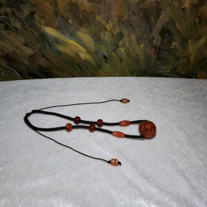 Gegegems Creation 29.5mm Old mine Baoshan Nan Hong Dragon Mongolia Nan Hong 9 Eyes Dzi The Warring States Sardonyx abacus beads and Lines Agate barrel beads necklace 保山南红大龙珠配外蒙料九眼天珠战国红算盘珠线纹玛瑙項链