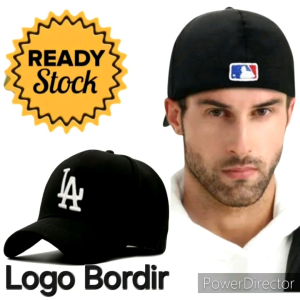 Topi Baseball Logo Bordir La Pria Wanita Model Built Up Elastis Bisa cod
