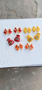 Charm túi nơ logo mẫu mới màu vàng đỏ xanh trang trí móng tay nai